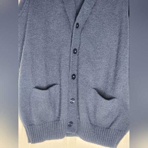 Celitas Design M Pockets Pretty Spruce Blue Alpaca Wool Men Cardigan Vest PERU - Picture 7 of 8